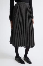 Meruert Tolegen Pleated Herringbone Linen & Wool Blend Midi Skirt