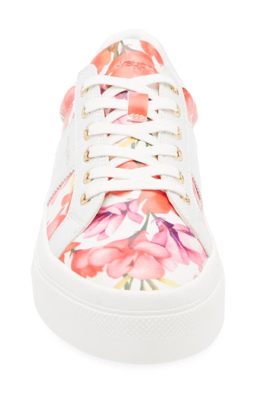 Jslides Gilda Platform Sneaker In White/floral