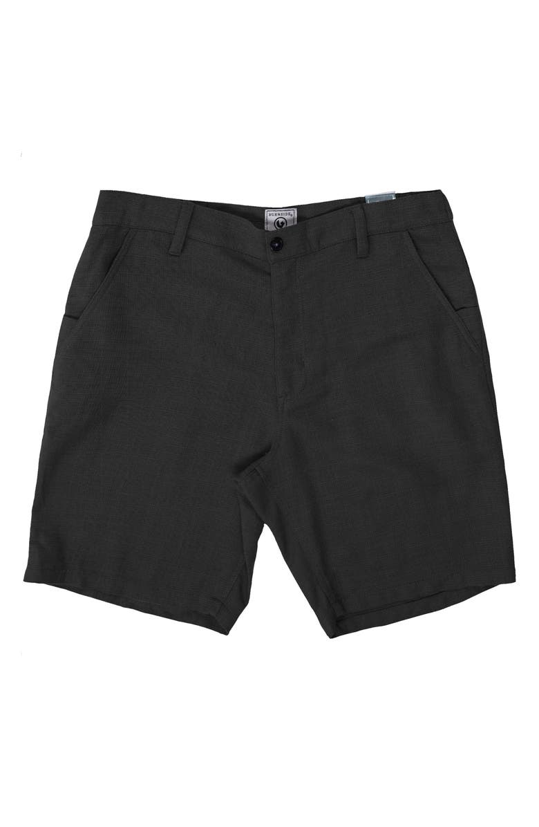 BURNSIDE Cotton & Linen Blend Chino Shorts, Alternate, color, Black