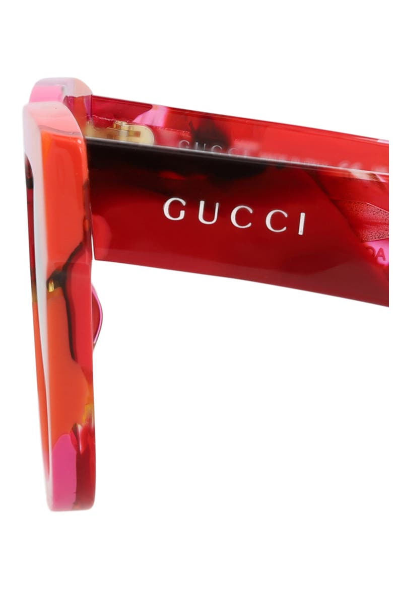 52mm Square Sunglasses, Alternate, color, RED RED ORANGE