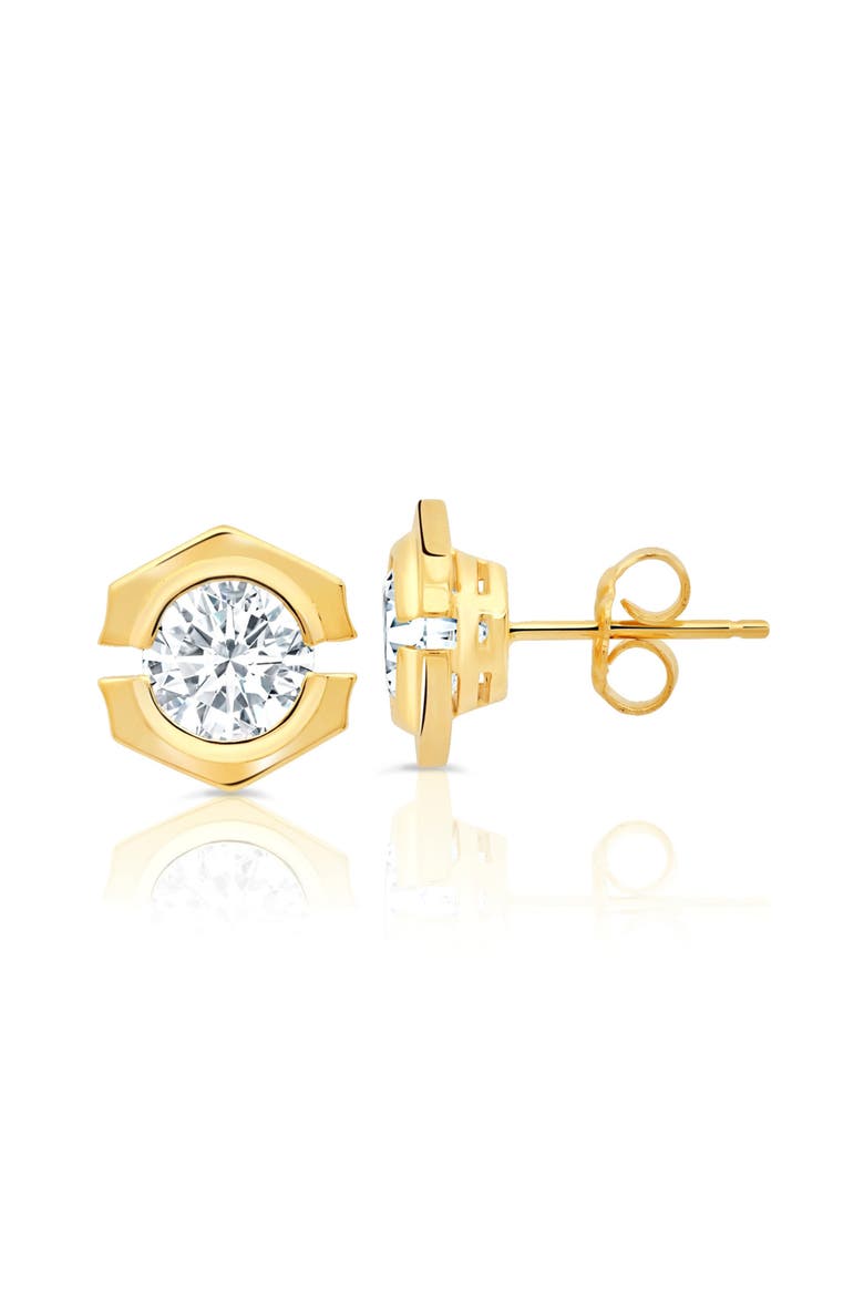 Solara Cubic Zirconia Stud Earrings, Main, color, 18KT YELLOW GOLD / CLEAR STONE