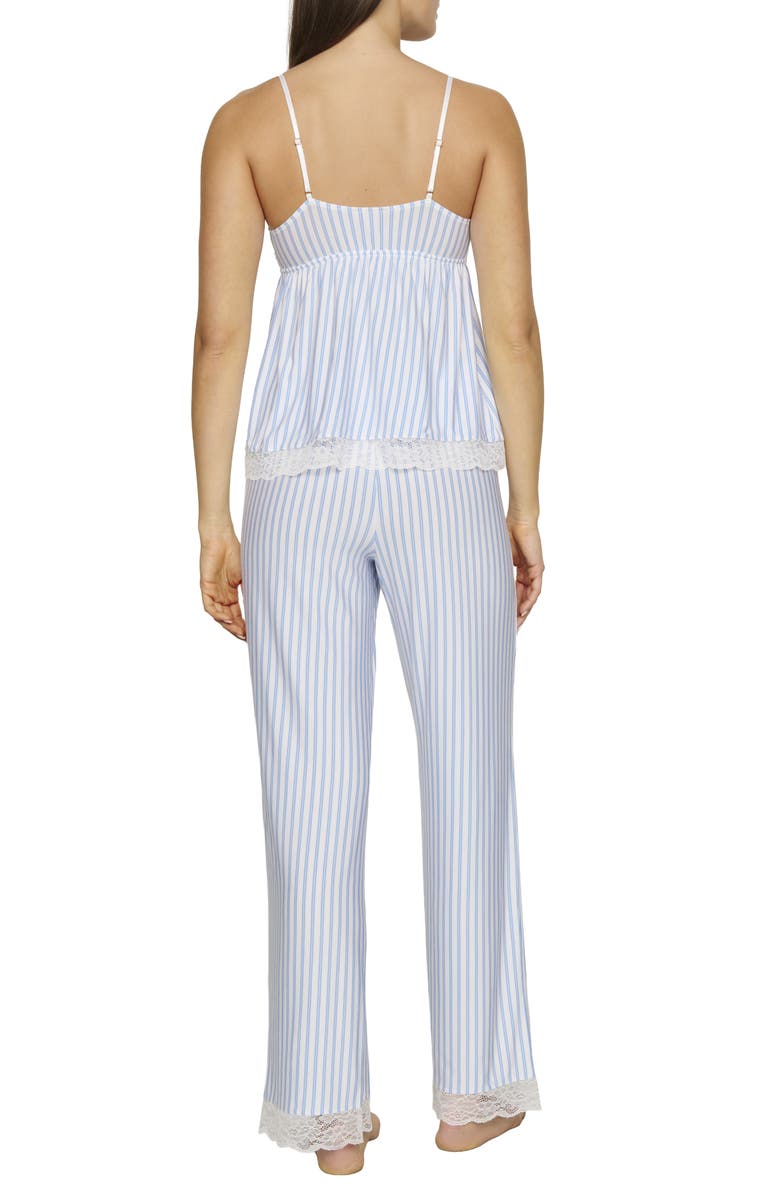 Eberjey Isla Stripe Lace Trim Pajamas, Alternate, color, Regatta Stripe White