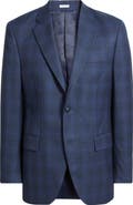 Peter Millar Flynn Classic Fit Blue Plaid Wool Sport Coat