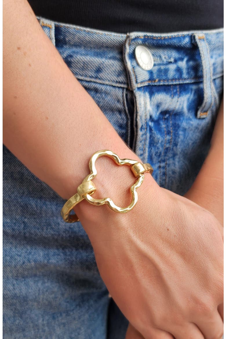 Clover Cuff Bracelet, Alternate, color, GOLD