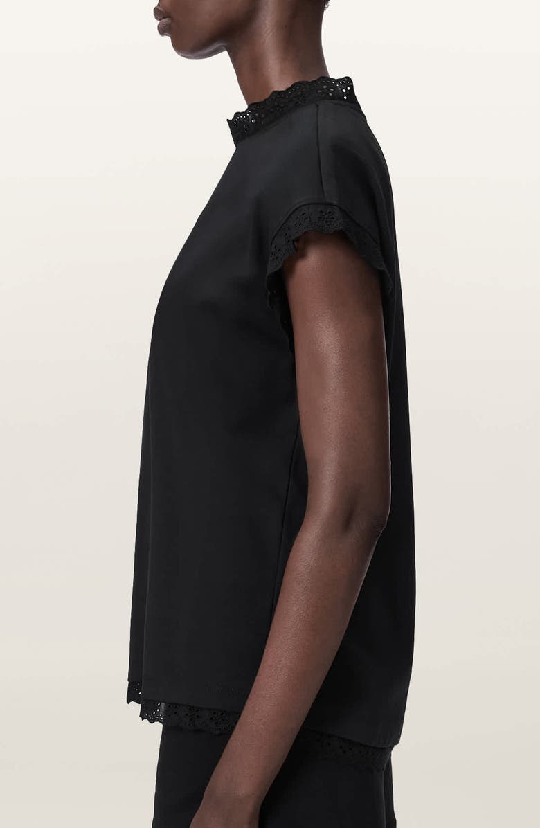 AllSaints Lele Eyelet Trip Top, Alternate, color, Black