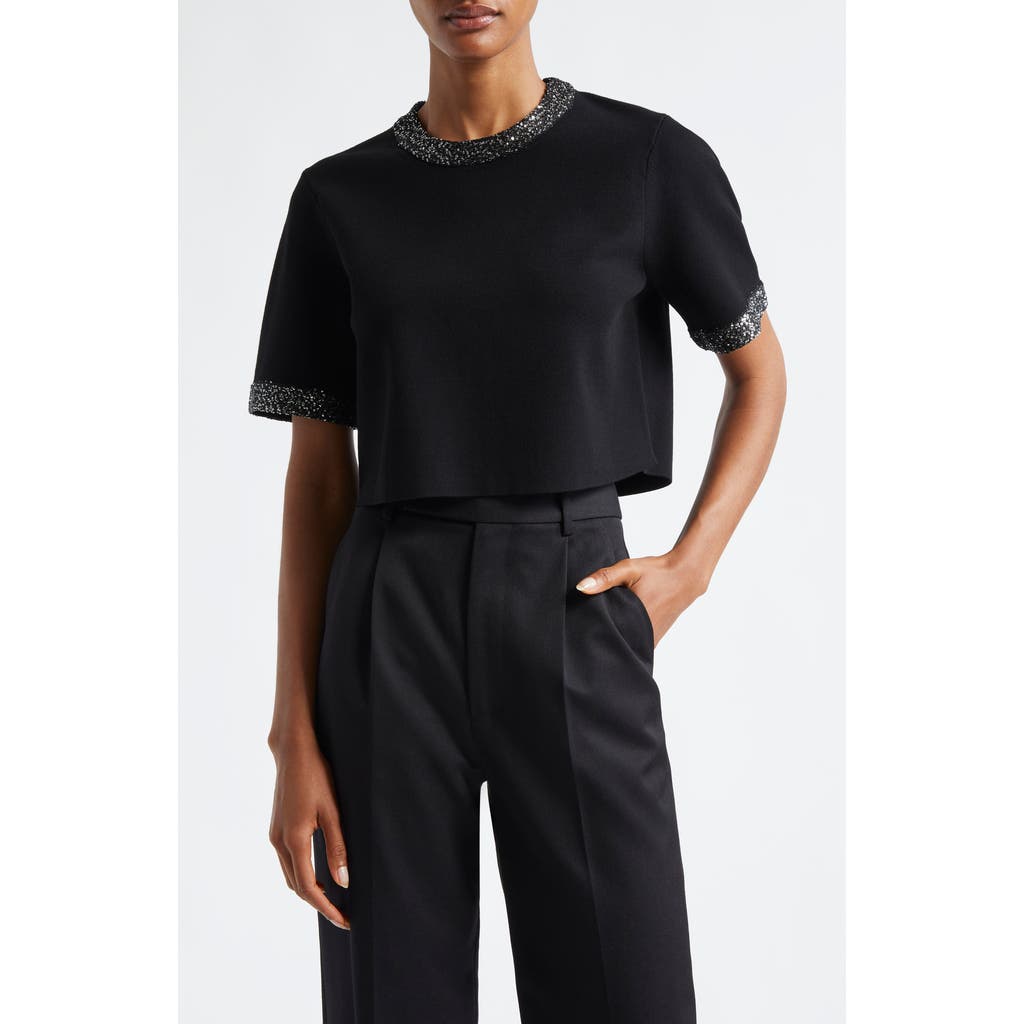 A.l.c . Maeve Sequin Embellished Crop Top In Black/silver