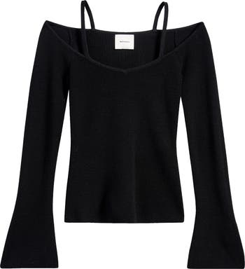 Romey Rib Merino Wool Off the Shoulder Sweater