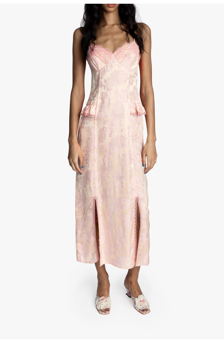 Anna Sui Damask Rose Brocade Slip Dress, Main, color, Blush