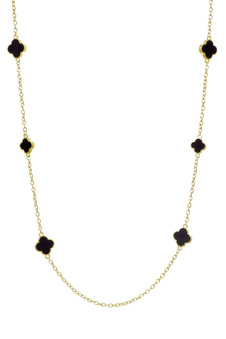 Clover Drop Earrings & Station Necklace Set, Alternate, color, GOLD