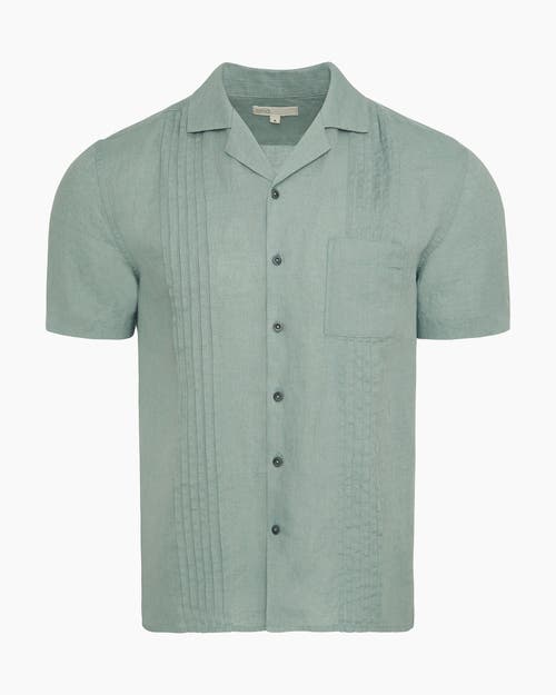 Onia Linen Pintuck Camp Shirt In Green