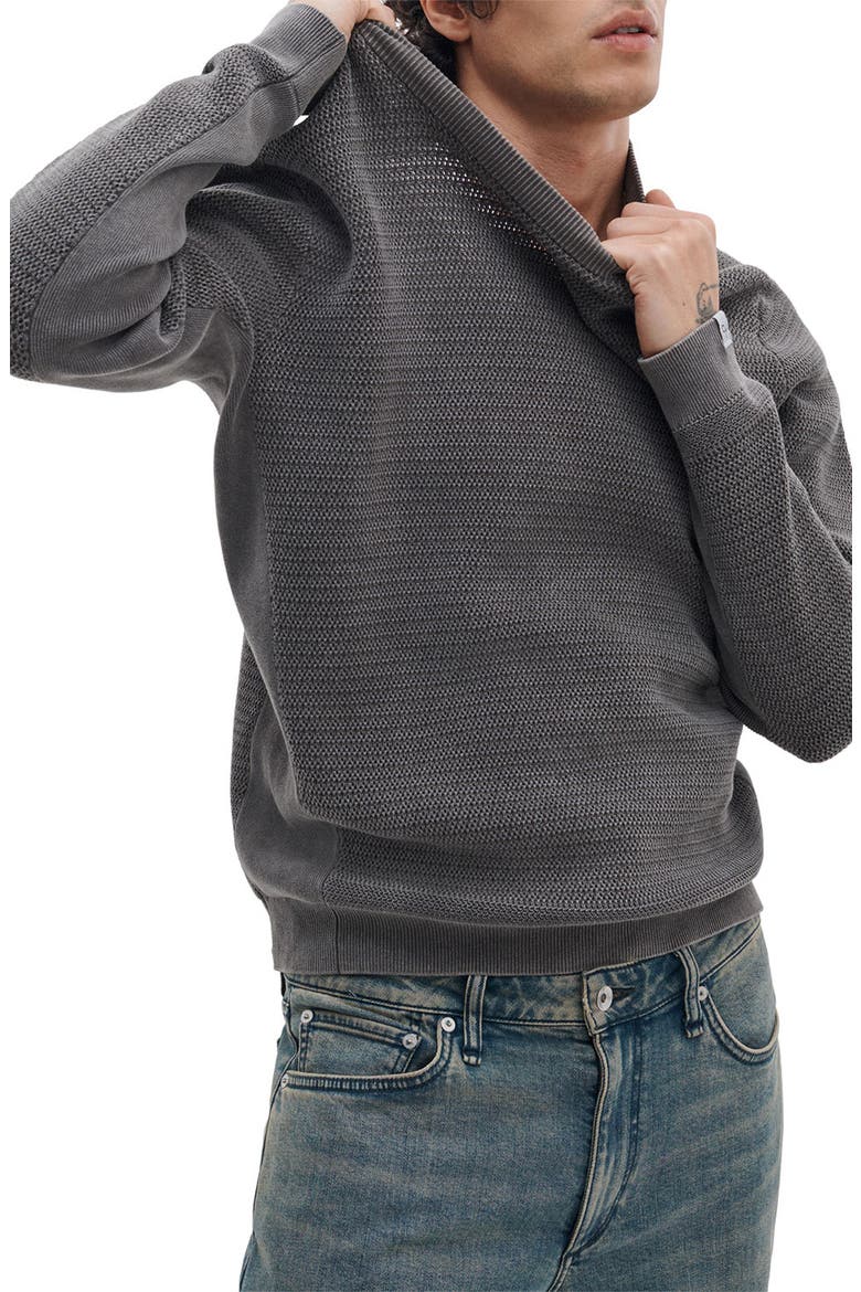 Caden Washed Cotton Blend Sweater, Alternate, color, CHARCOAL GREEN