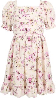 Zunie Kids' Floral Pintuck Dress