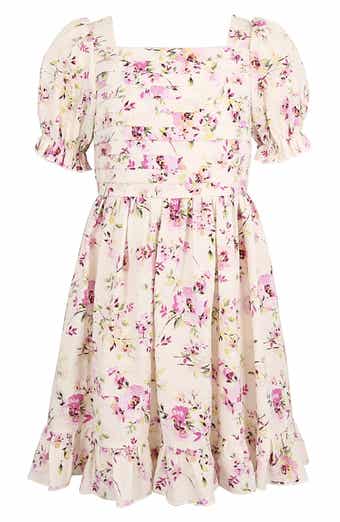 Zunie Kids' Floral Pintuck Dress