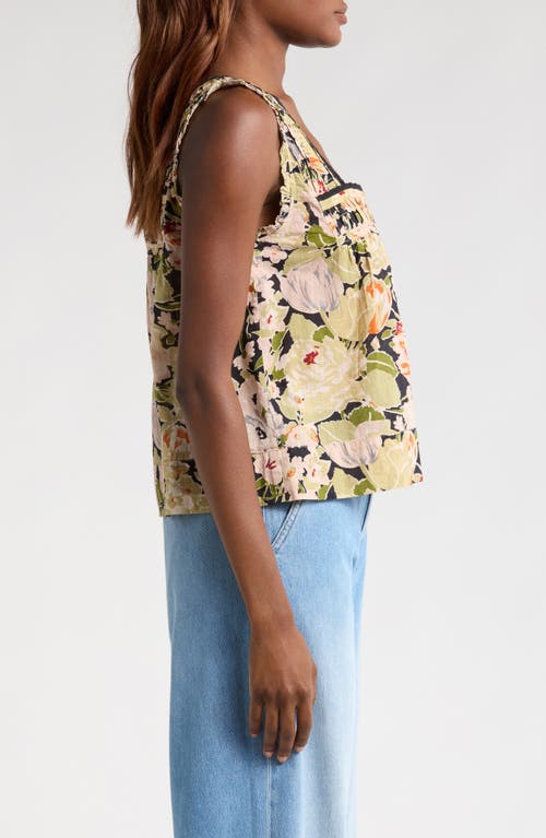The Great . The Victorian Pleat Crop Tank In Vintage Rose Print