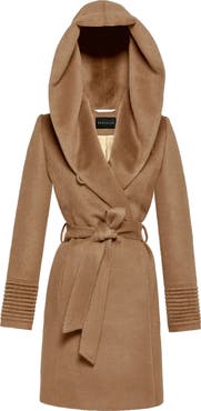 SENTALER Hooded Alpaca & Wool Wrap Coat