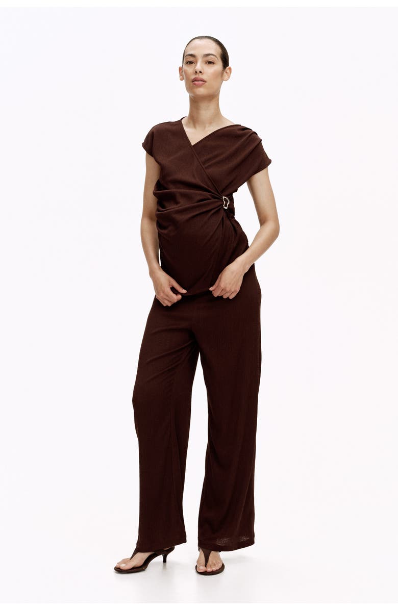 H&M Mama 2-piece Crinkled Jersey Set, Main, color, Dark Brown