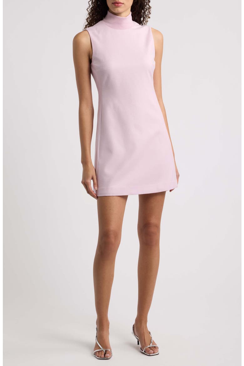 Mock Neck Sleeveless A-Line Dress, Main, color, ROSE MAUVE MELANGE