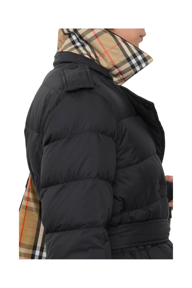 Short Nylon Hooded Puffer Coat, Alternate, color, Black