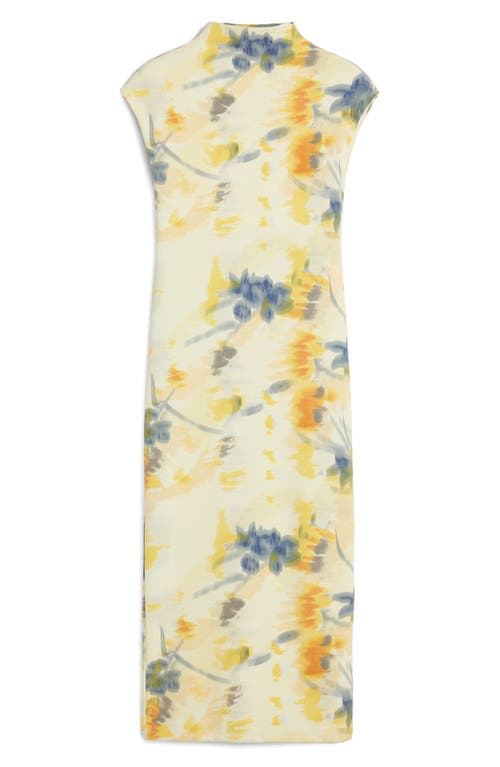Desigual Blurred Floral Midi Dress In Yellow