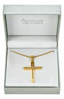 Men's Pavé Crystal Cross Pendant Necklace