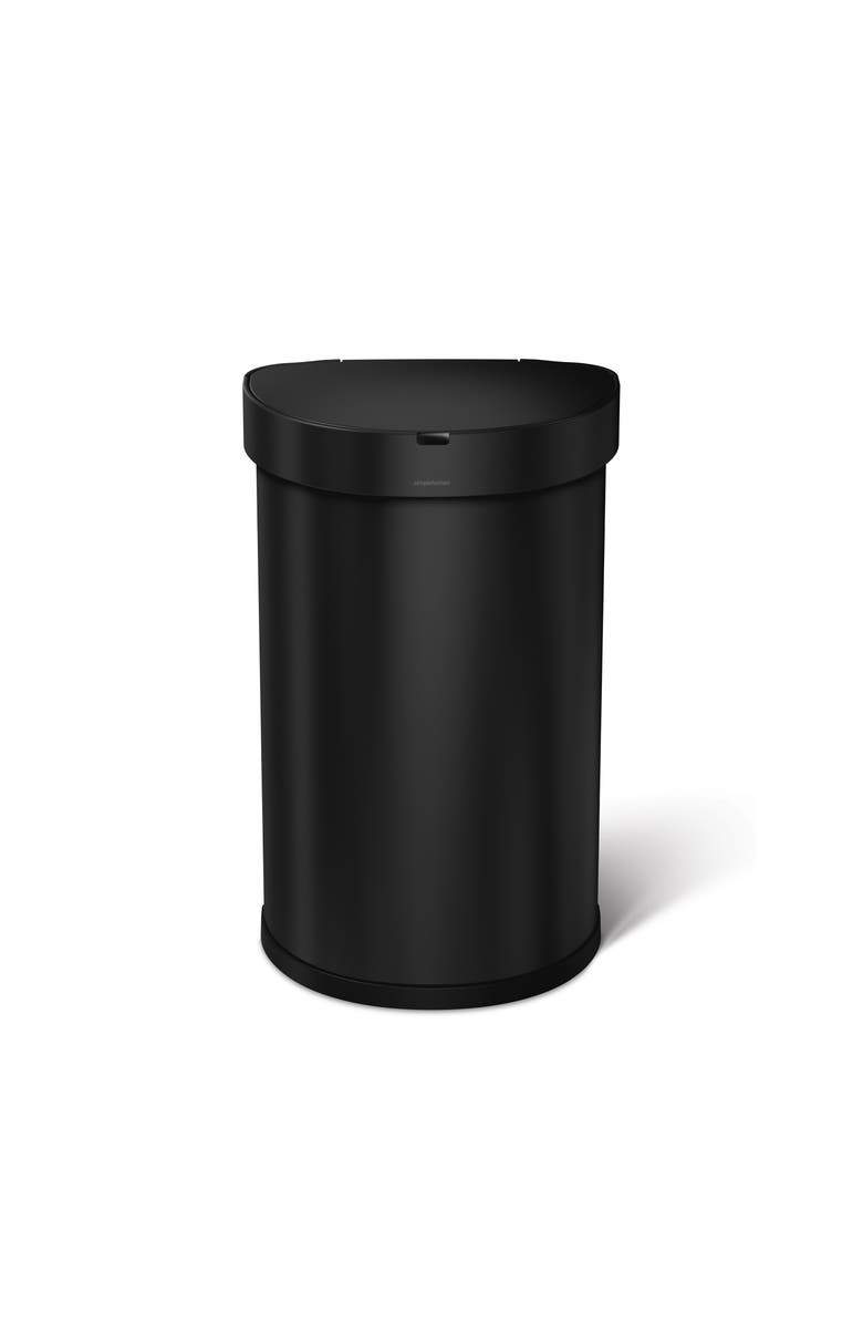 simplehuman 45L semi-round sensor can, Alternate, color, Matte Black