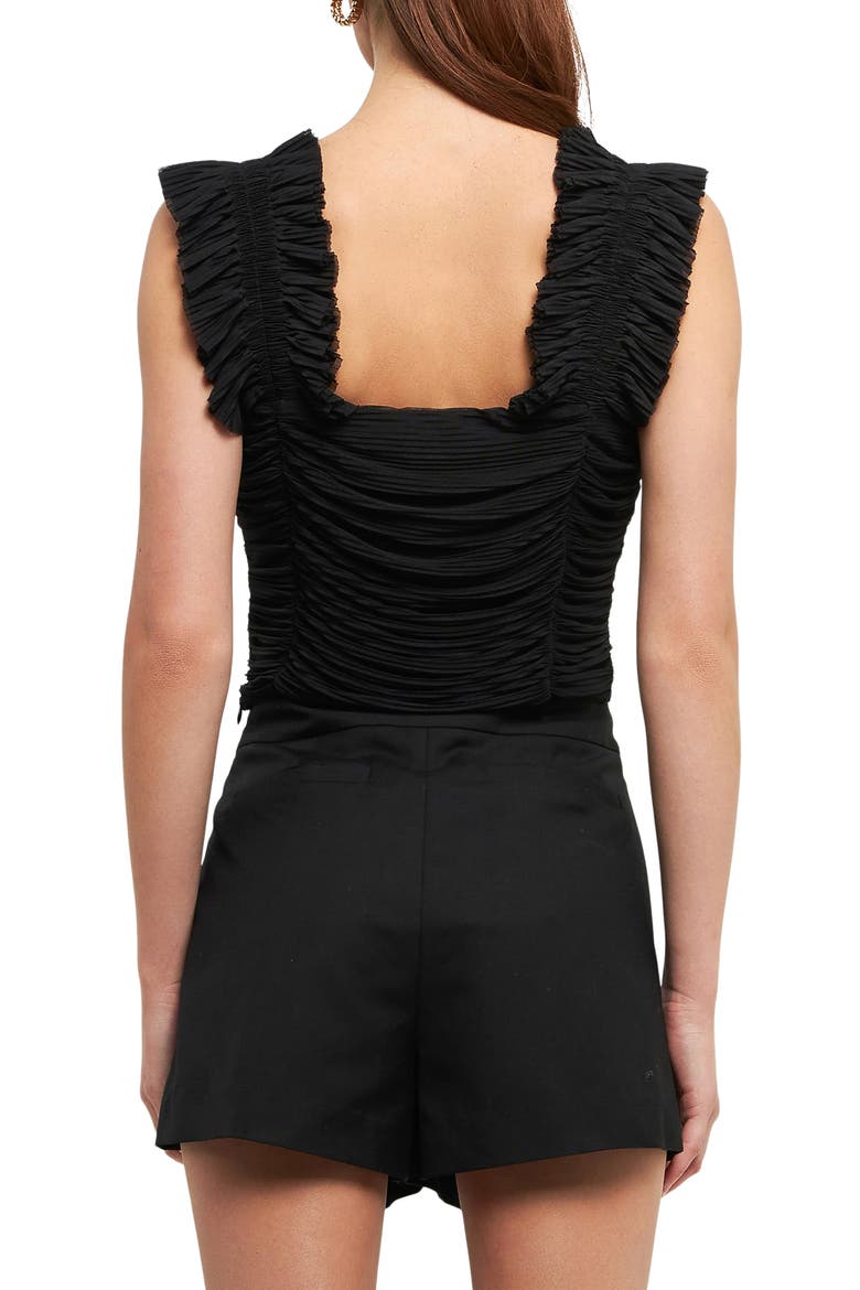 Ruffle Pleat Crop Tank, Alternate, color, BLACK