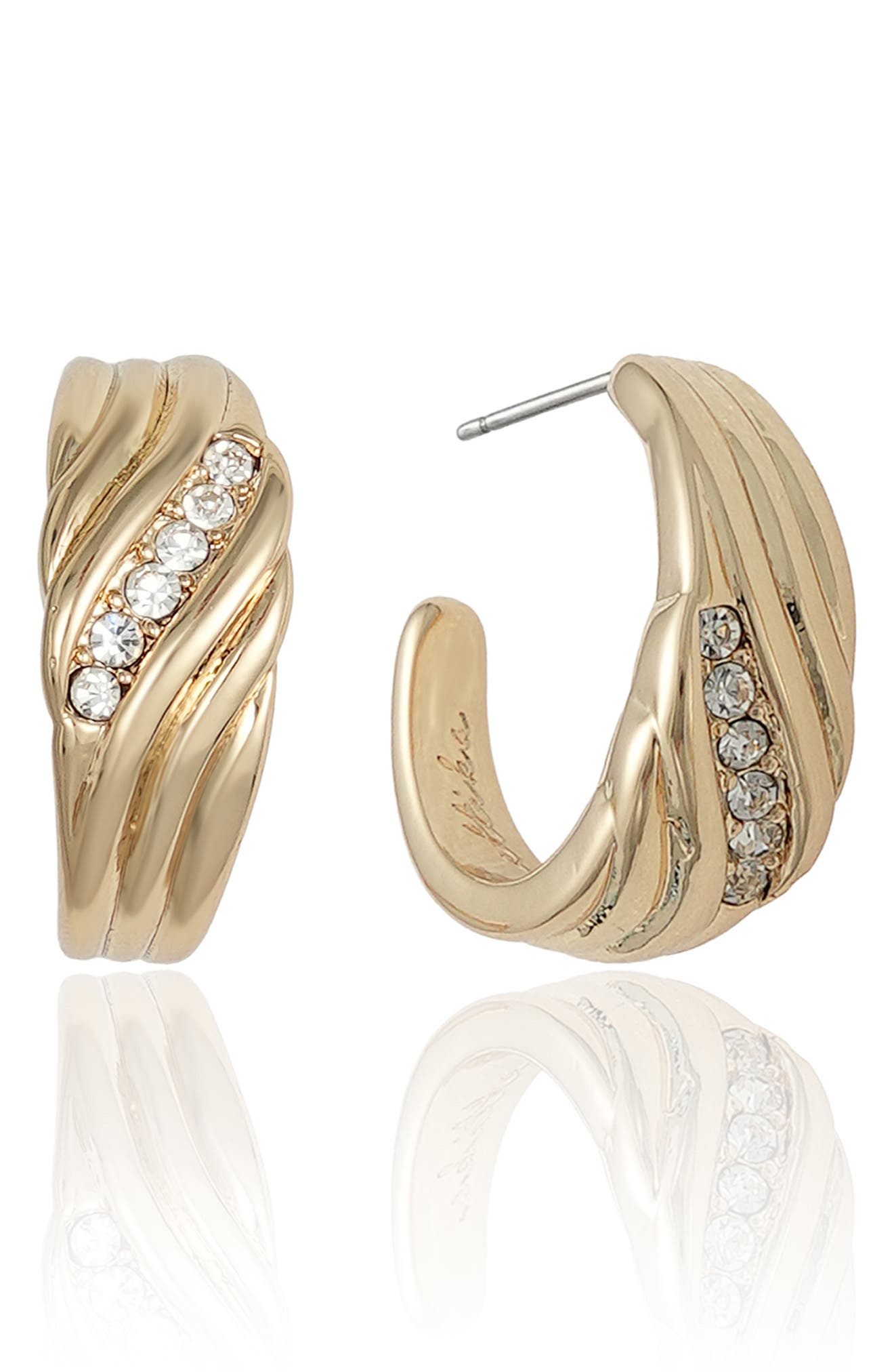 Textured Crystal Hoop Earrings
