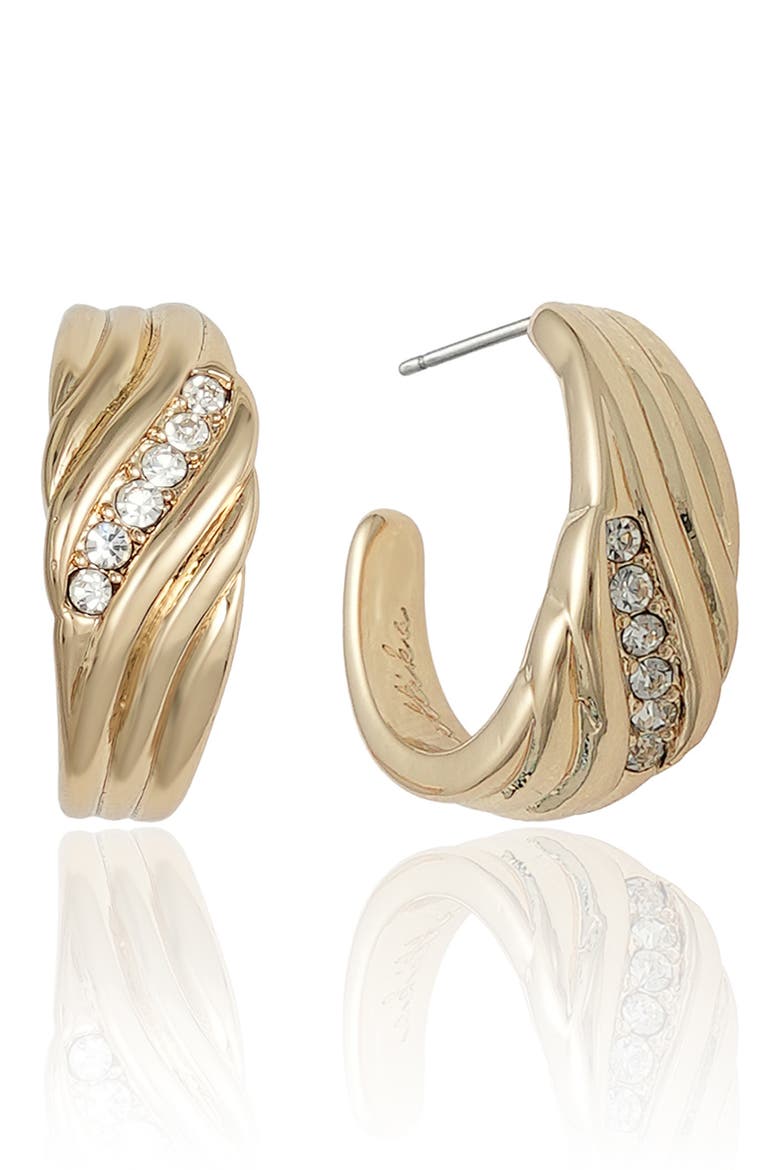 Textured Crystal Hoop Earrings, Main, color, GOLD