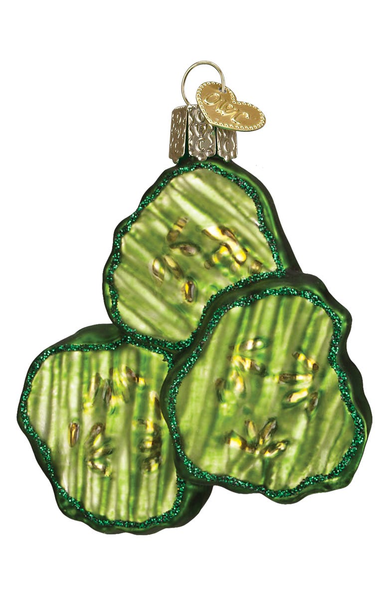 Old World Christmas Pickle Chips Glass Ornament, Main, color, Green