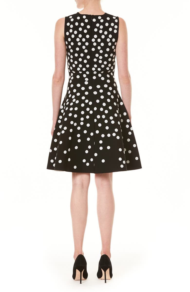 Carolina Herrera Polka Dot Jacquard Fit & Flare Sweater Dress, Alternate, color,
