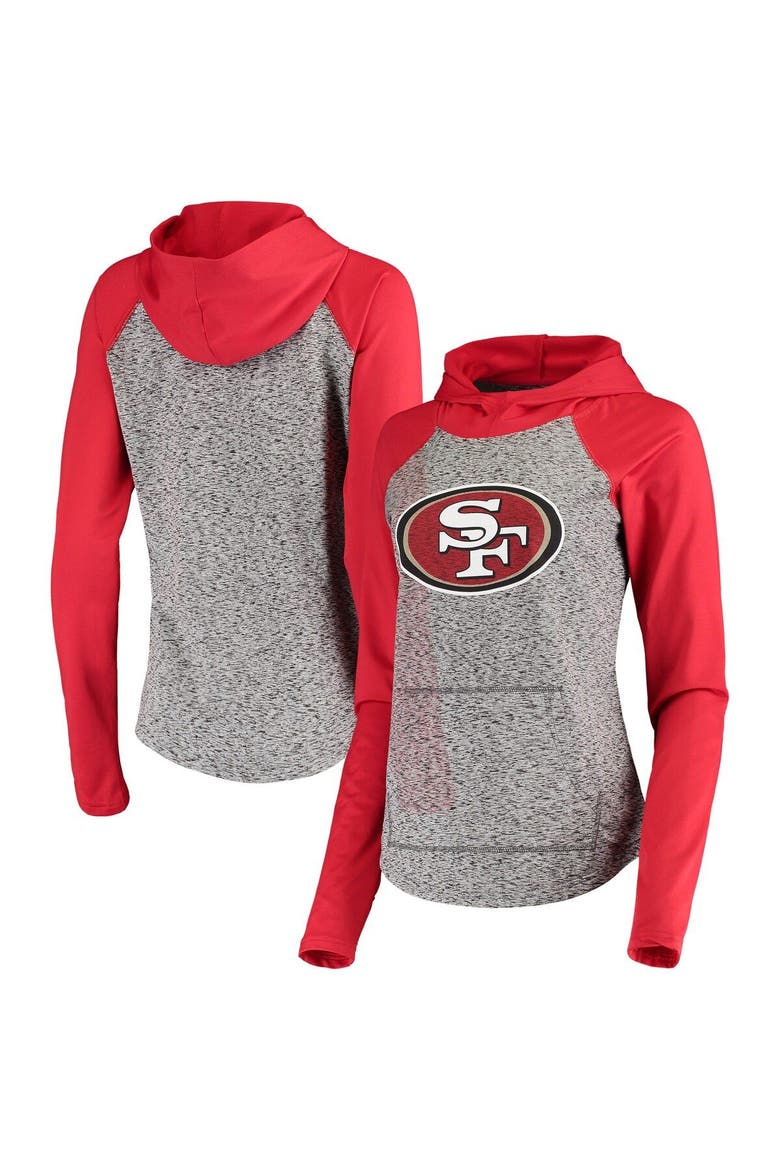 Women's G-III 4Her by Carl Banks Heathered Gray/Scarlet San Francisco 49ers Championship Ring Pullover Hoodie, Alternate, color, Heather Gray