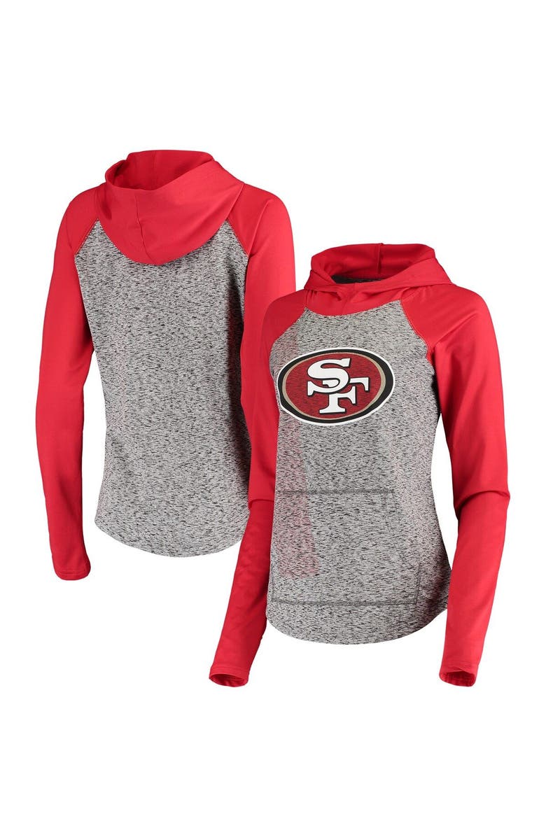 G-III 4HER BY CARL BANKS Women's G-III 4Her by Carl Banks Heathered Gray/Scarlet San Francisco 49ers Championship Ring Pullover Hoodie, Alternate, color,