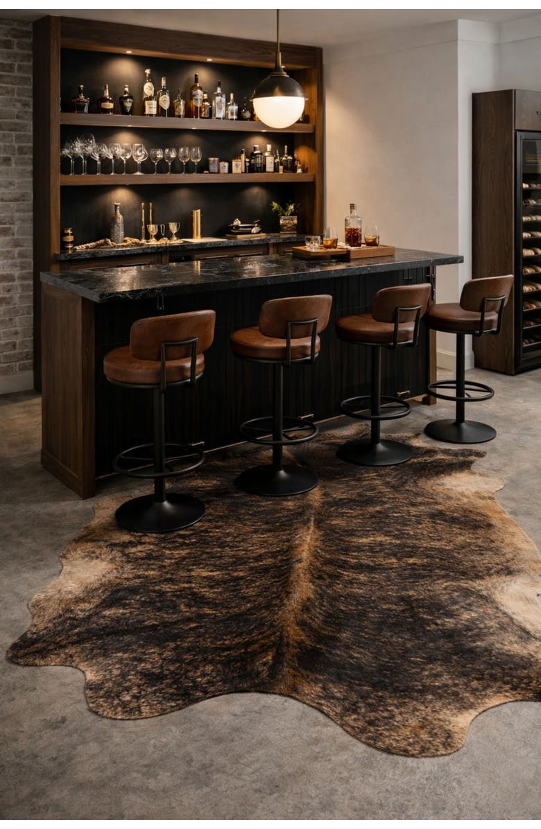 Rhacam Eco Hides Brindle Cowhide Rug 7'7" × 5'10", Alternate, color, Brindle