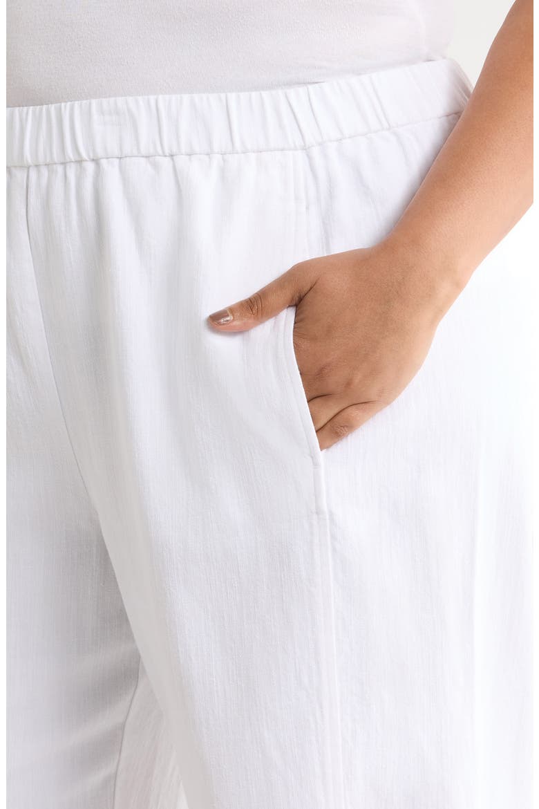 Stretch Organic Cotton & Organic Linen Ankle Lantern Pants, Alternate, color, WHITE