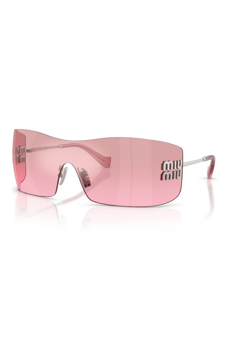 144mm Oversize Shield Sunglasses, Alternate, color, SILVER / PINK MIRROR SILVER