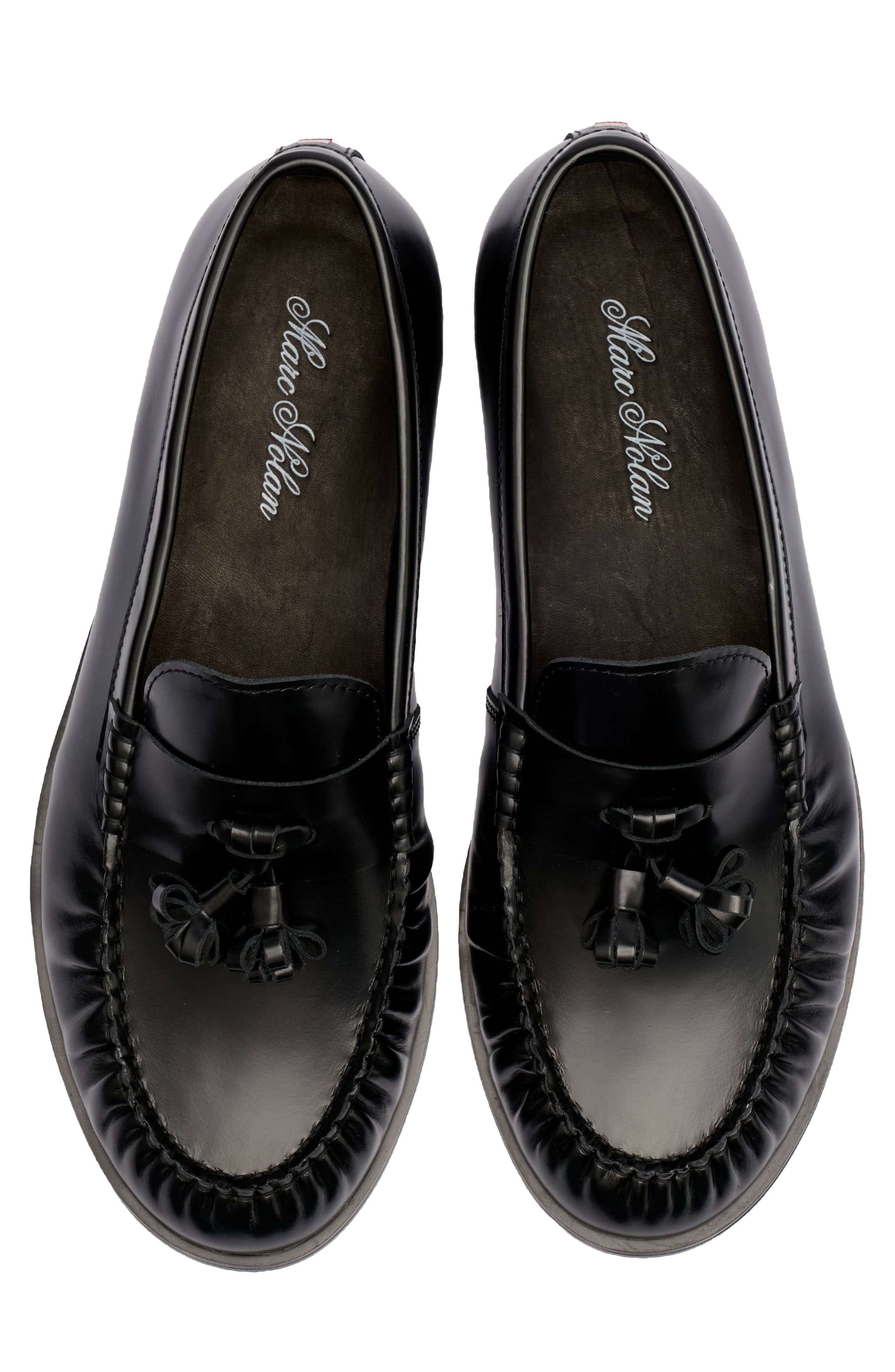 Morgan Leather Tassel Loafer, Alternate, color, BLACK