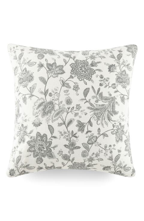 Jacobean Floral Cotton Throw Pillow