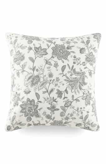 Jacobean Floral Cotton Throw Pillow