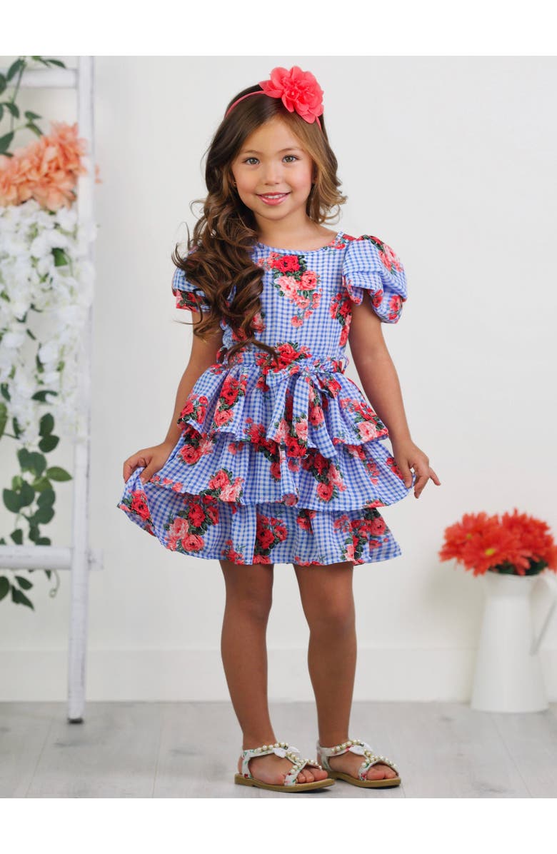Mia Belle Girls Girls Bluebell Gingham Ruffle Dress, Alternate, color, 