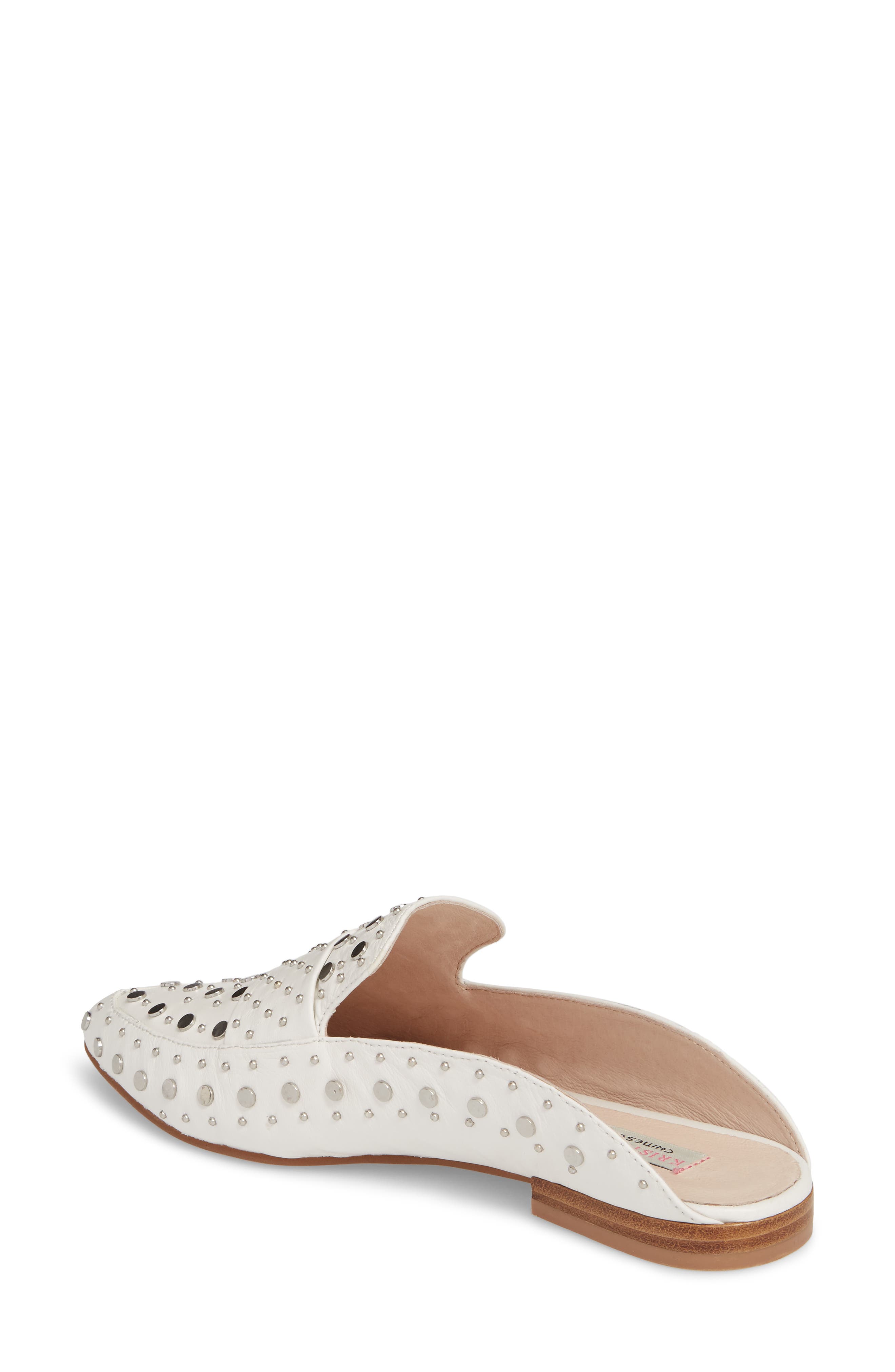 Charlie Studded Loafer Mule, Alternate, color, WHITE LEATHER