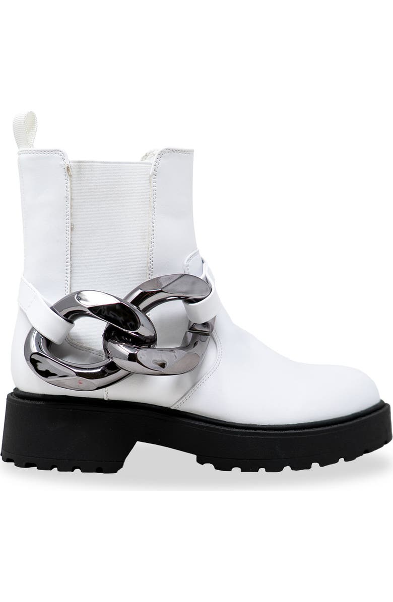 CHASE AND CHLOE Chunky Chain Strap Lug Boot, Alternate, color, White