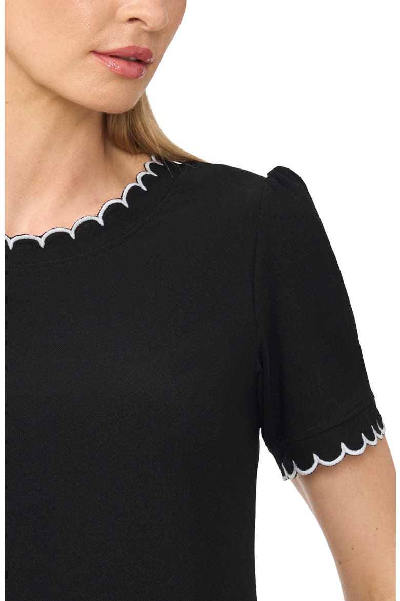 Scallop Trim Puff Sleeve Knit Top, Alternate, color, RICH BLACK