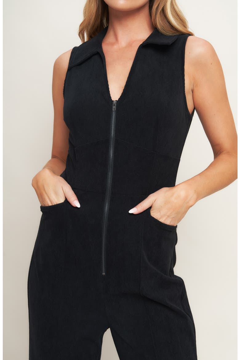 Sleeveless Corduroy Flare Jumpsuit, Alternate, color, BLACK