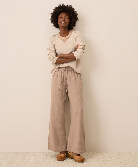 Organic Cotton Coastal Double Gauze Split Hem Pant
