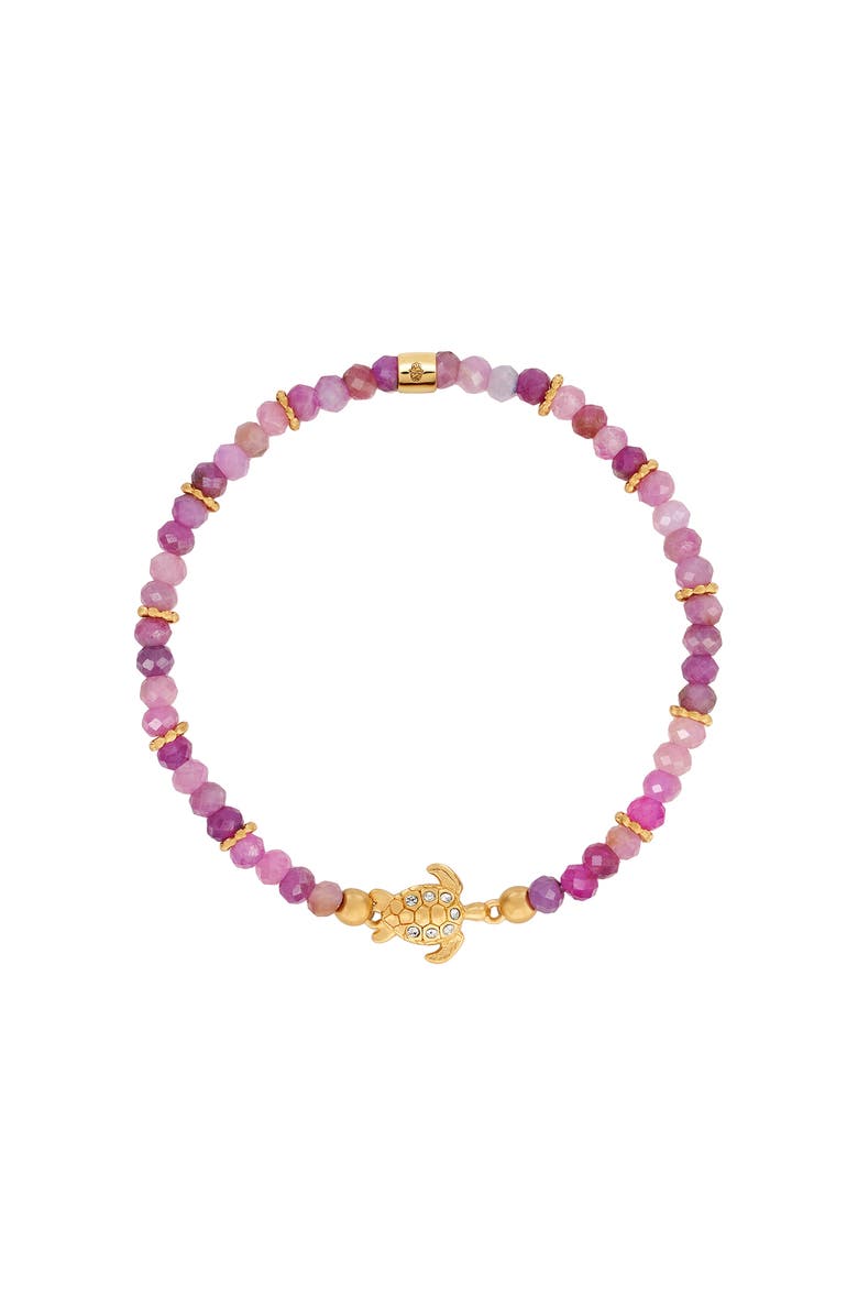 Karma and Luck Spiritual Wisdom - Ruby Turtle Charm Bracelet, Main, color, Pink/Purple