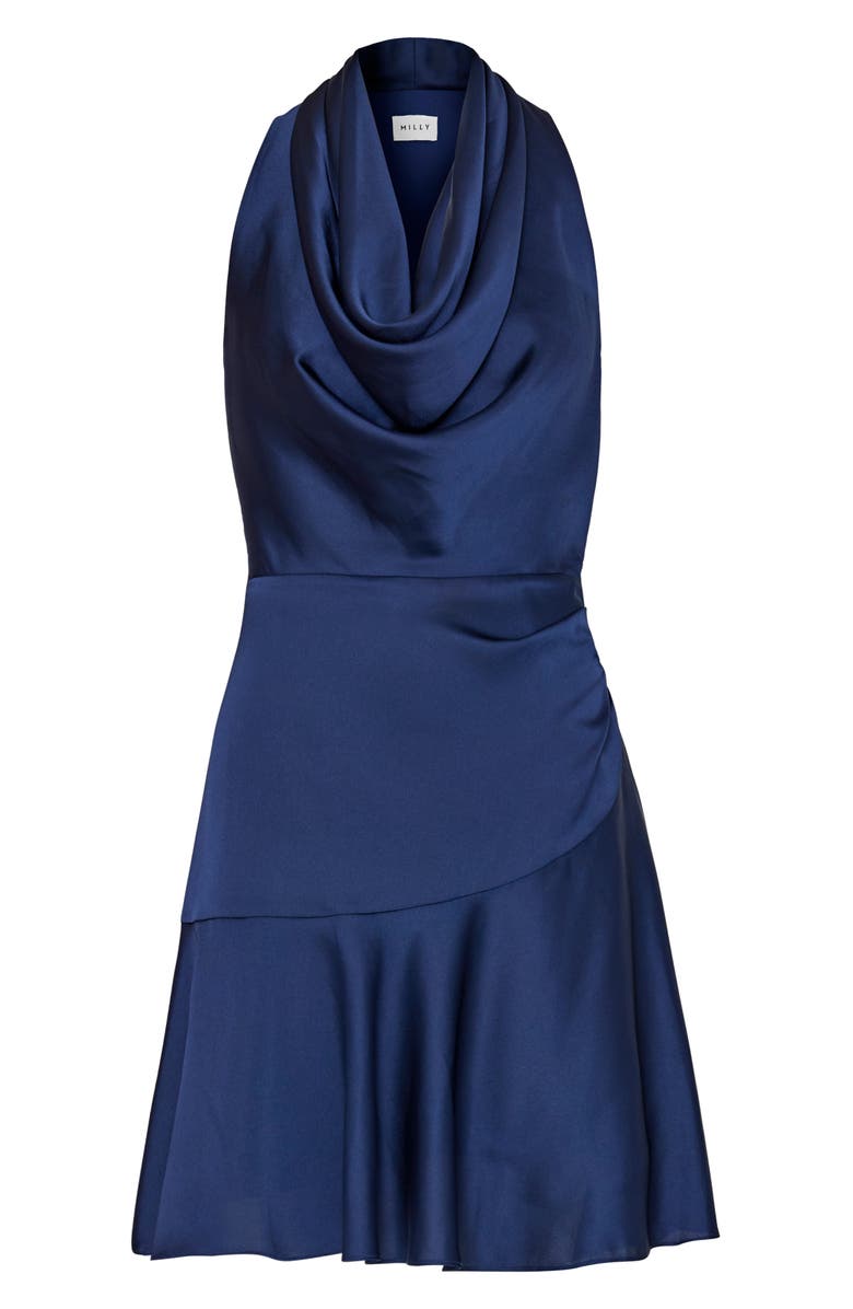 Milly Nia Cowl Neck Satin Dress, Alternate, color, 