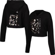 Majestic Threads Women's Majestic Threads Mark Stone Black Vegas Golden Knights Leopard Print Name & Number Cropped Pullover Hoodie