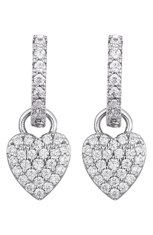 Adornia Cubic Zirconia Heart Drop Huggie Hoop Earrings In Metallic