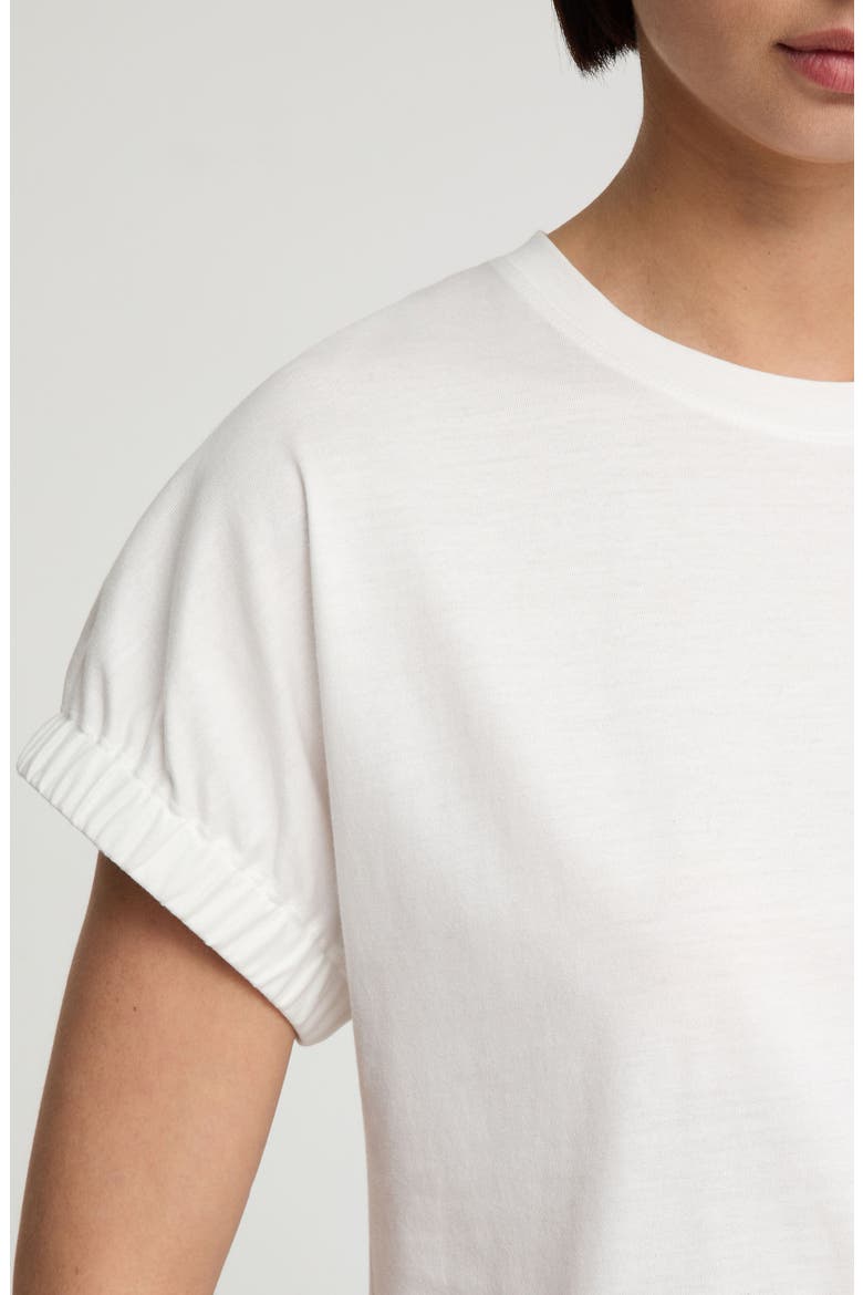 Gathered Cuff Cotton Jersey T-Shirt, Alternate, color, WHITE