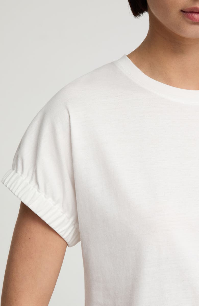 Lafayette 148 New York Gathered Cuff Cotton Jersey T-Shirt, Alternate, color, White